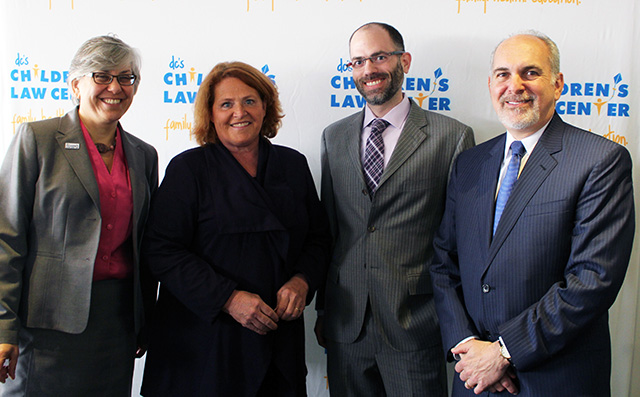 Children's Law Center Executive Director Judith Sandalow, North Dakota Senator Heidi Heitkamp, TruShield Co-founder and Principal Paul Caiazzo and Akin Gump Partner Michael G. Rosetti